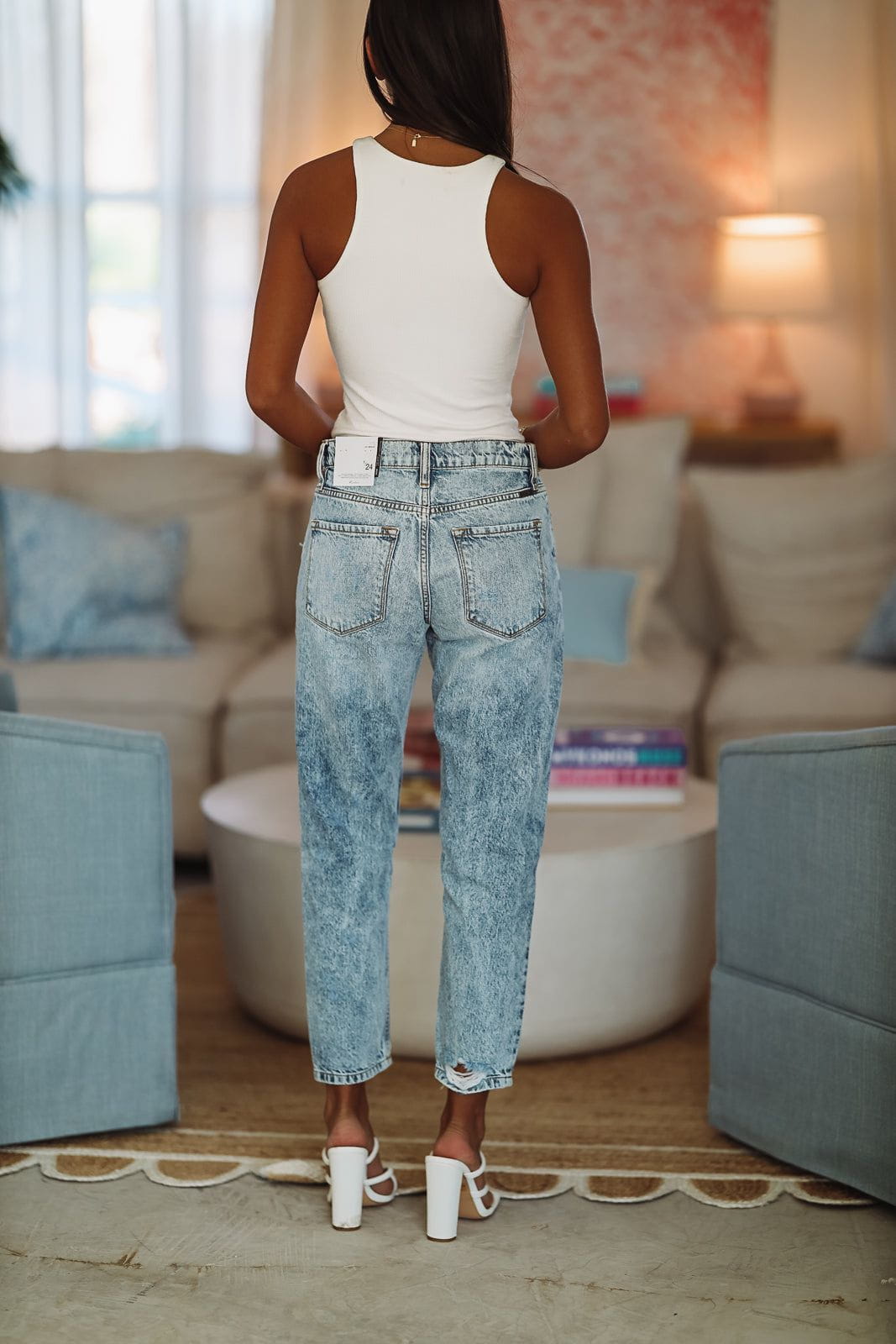 Amelia High Rise Straight Mom Jeans - Medium Wash