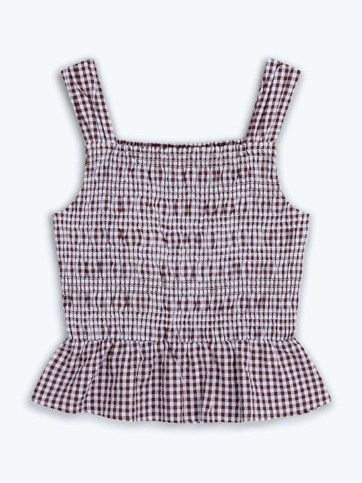 Rain Top in Chocolate/Cream Gingham