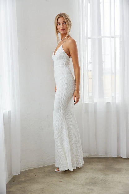 Jasper Sequin Open Back Maxi Dress