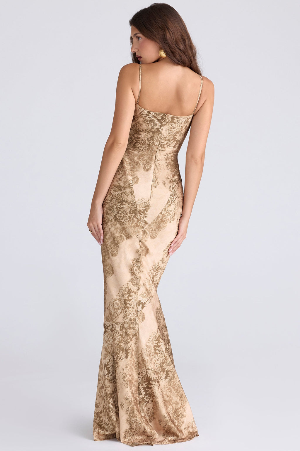 gold patterned satin maxi dress - limited edition