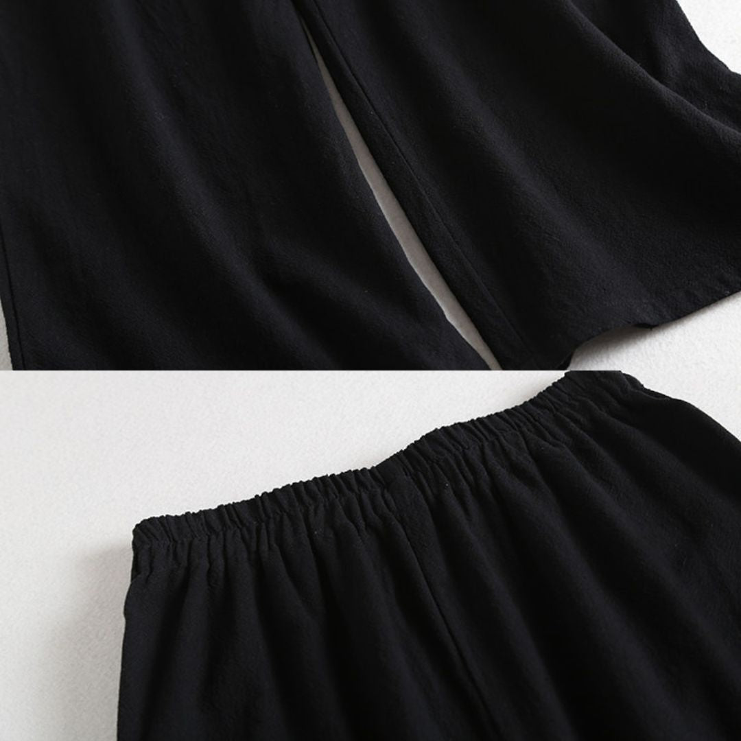 Ji Jian 极简 Minimalist Unisex Pure Cotton & Hemp Wide Straight Leg Pants