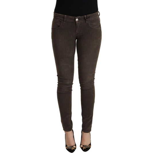 Acht Brown Cotton Slim Fit Denim Low Waist Jeans