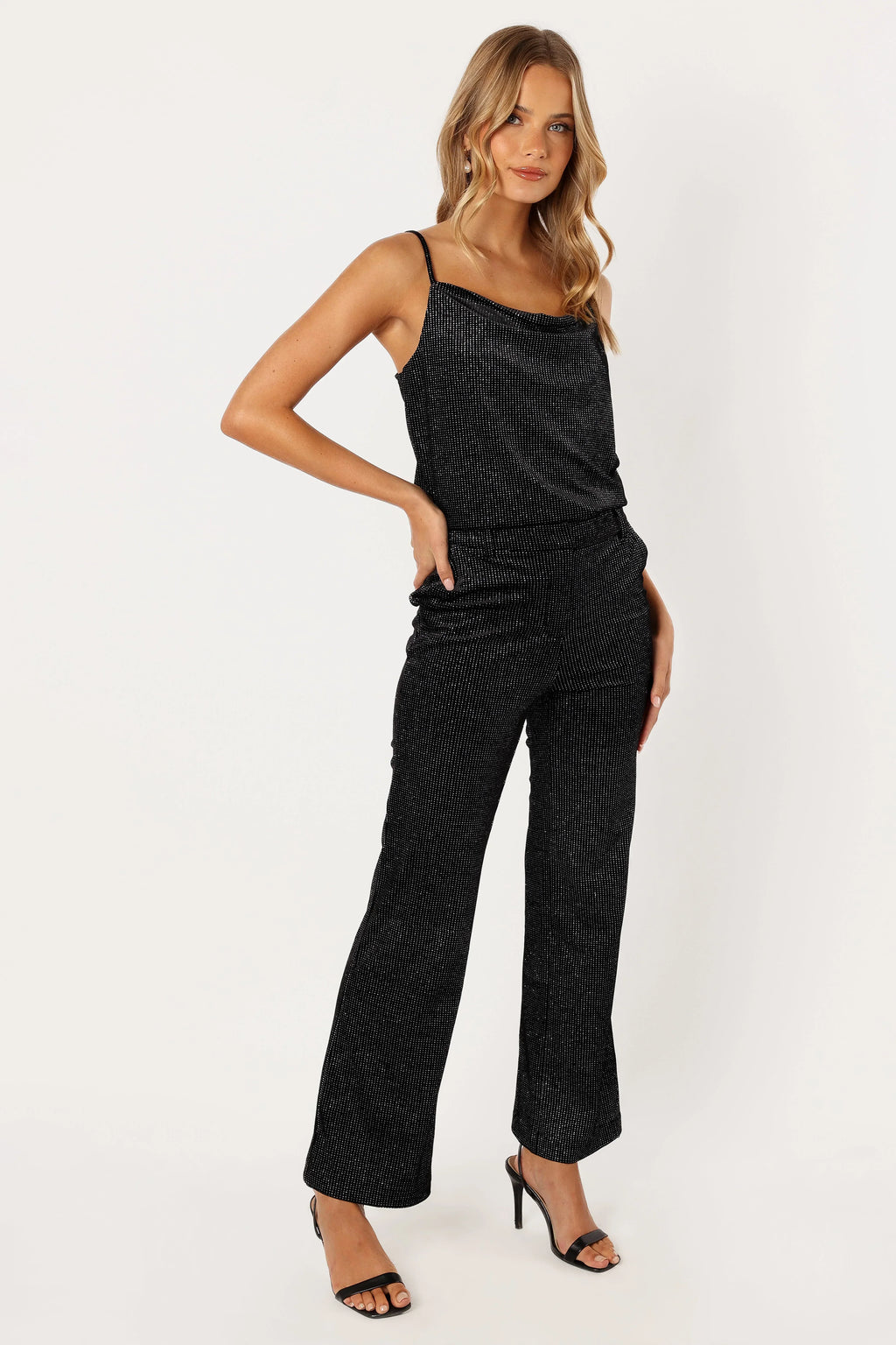 Ensley Velvet Shimmer Top - Black