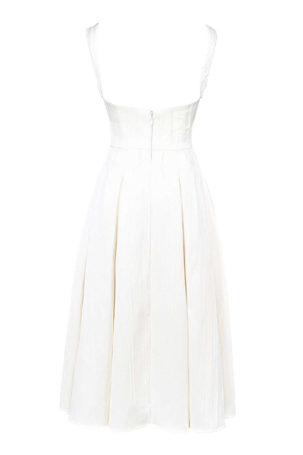 ivory textured satin corset midi dress