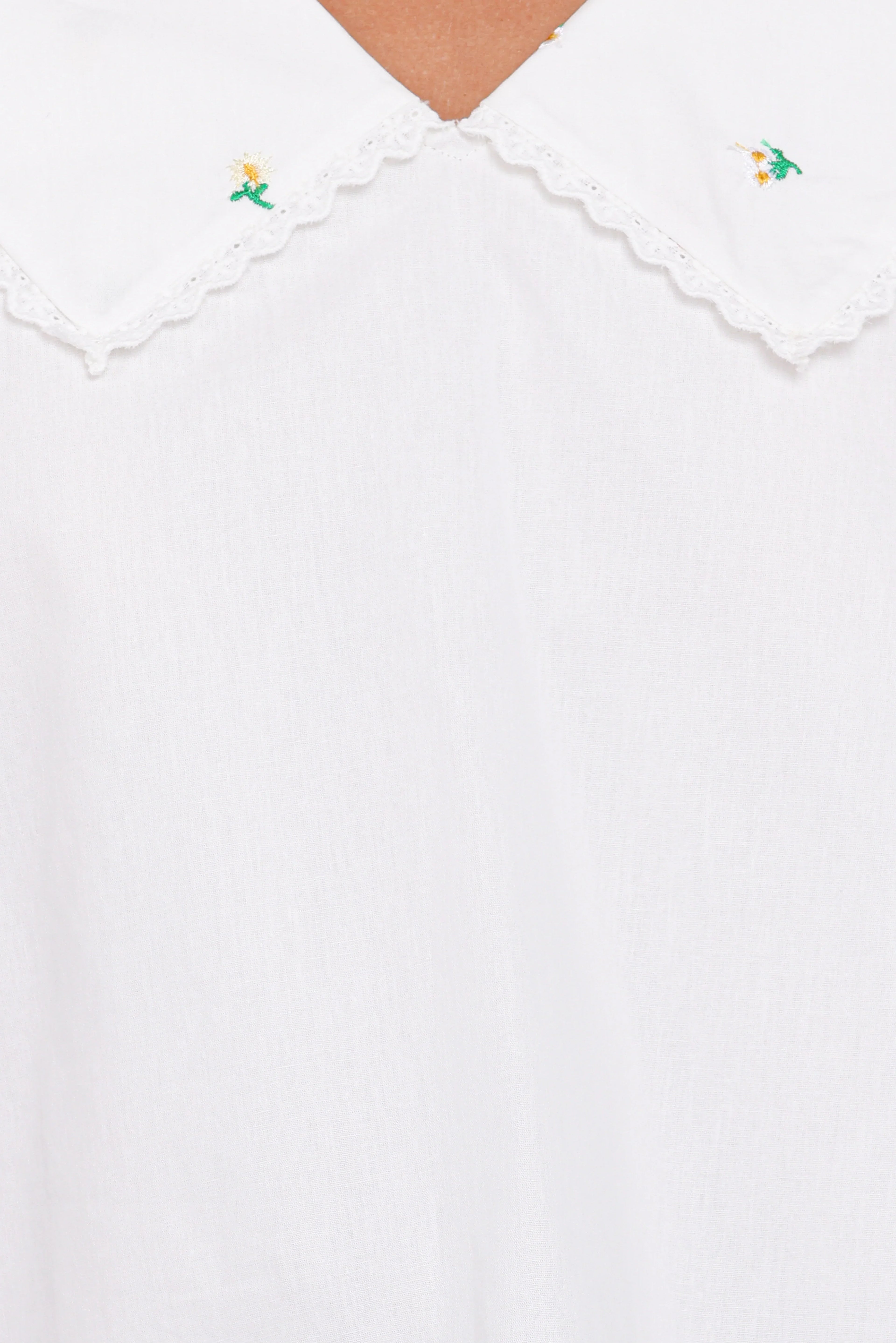 Kenna Embroidered Long Sleeve Top - White Floral