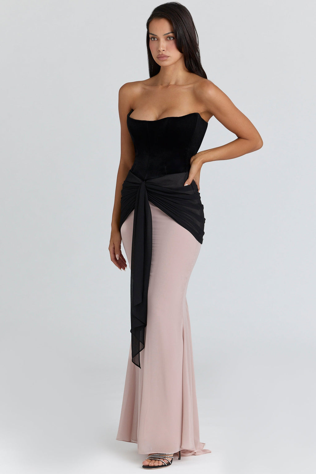 black & blush chiffon maxi dress - limited edition