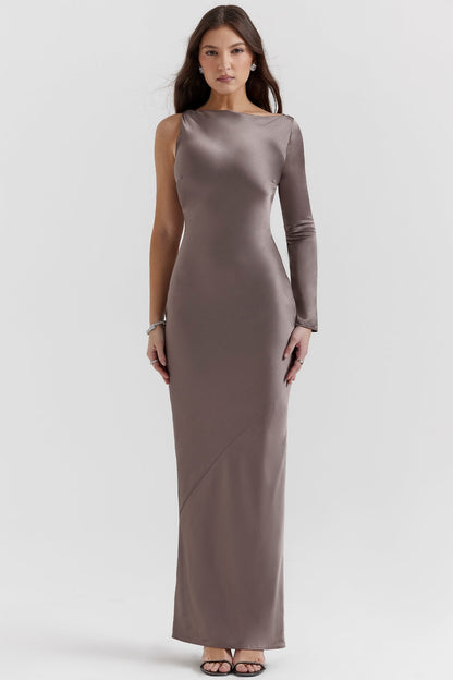 smoke one sleeve maxi dress