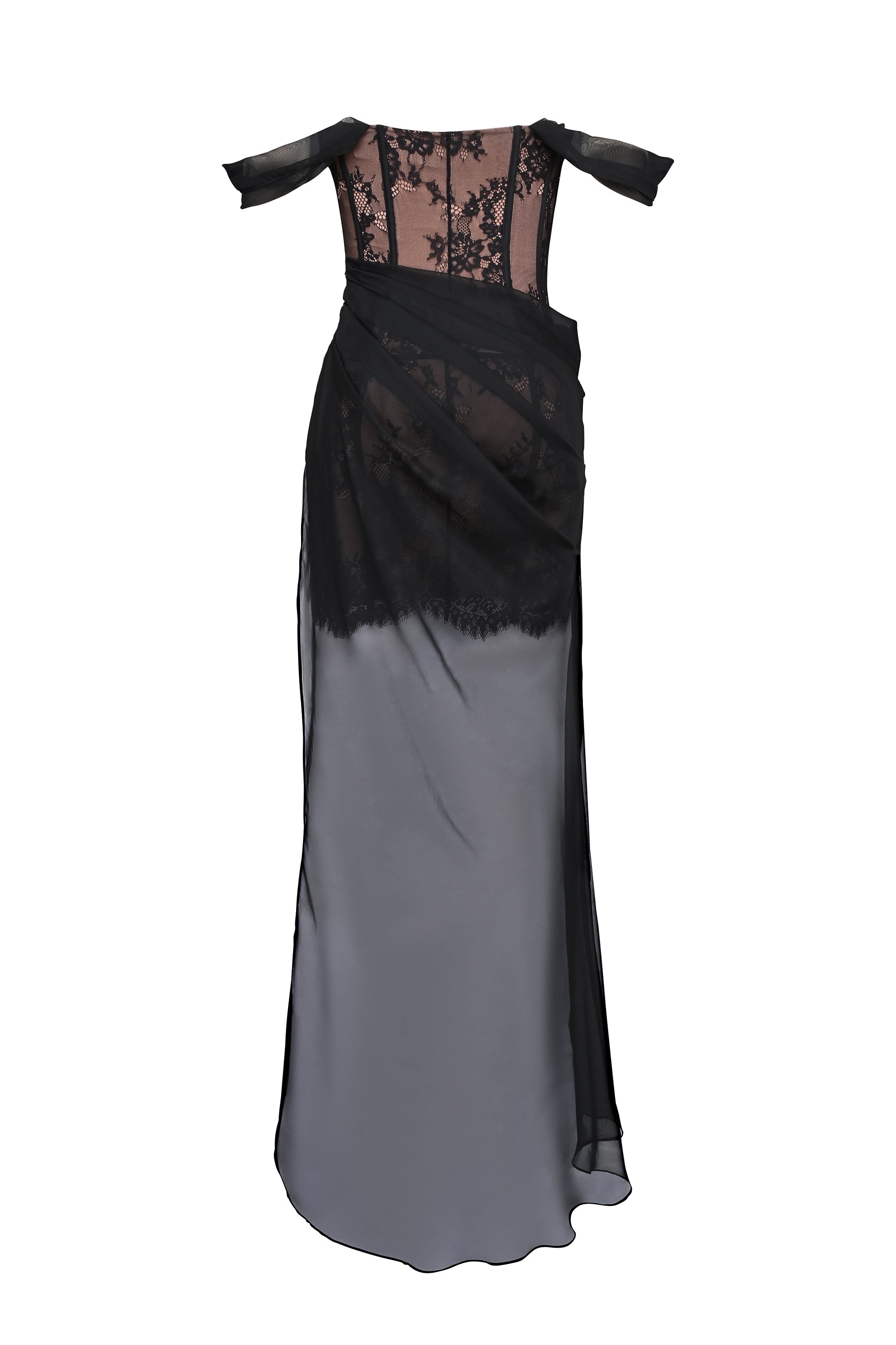black off shoulder lace maxi dress