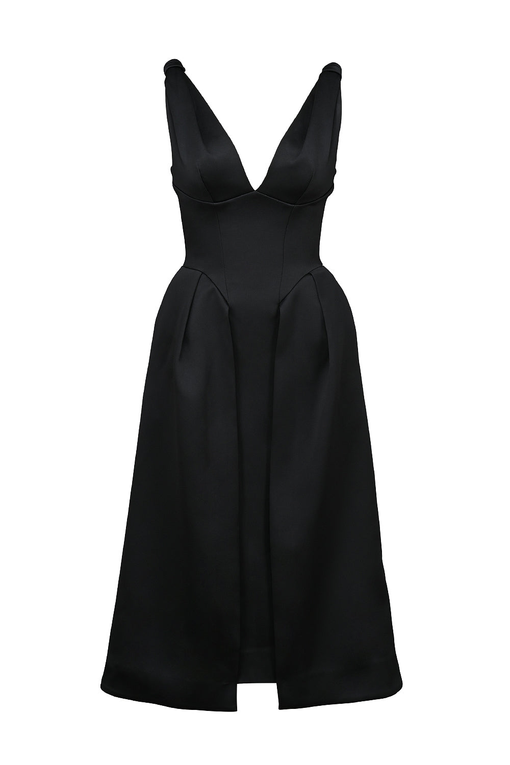 black satin twist strap midi dress - sale