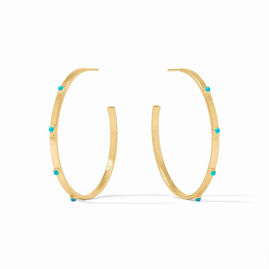 Crescent Stone Hoop - Turquoise Blue