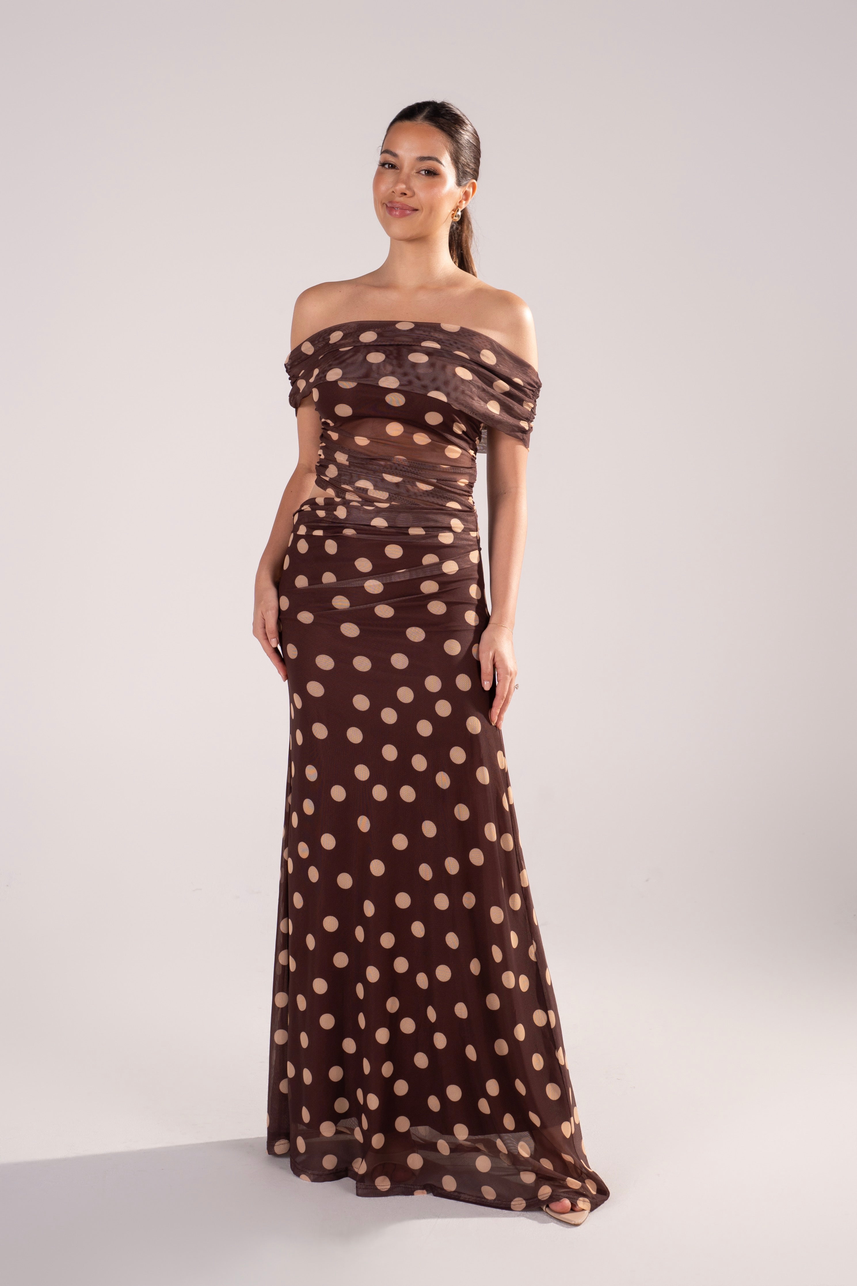 Elowen Off-Shoulder Maxi Dress with Waist Cutout