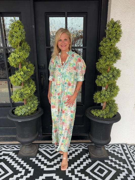 Lily Dress - Green/Blush