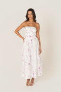 Freda White Floral Strapless Maxi Dress