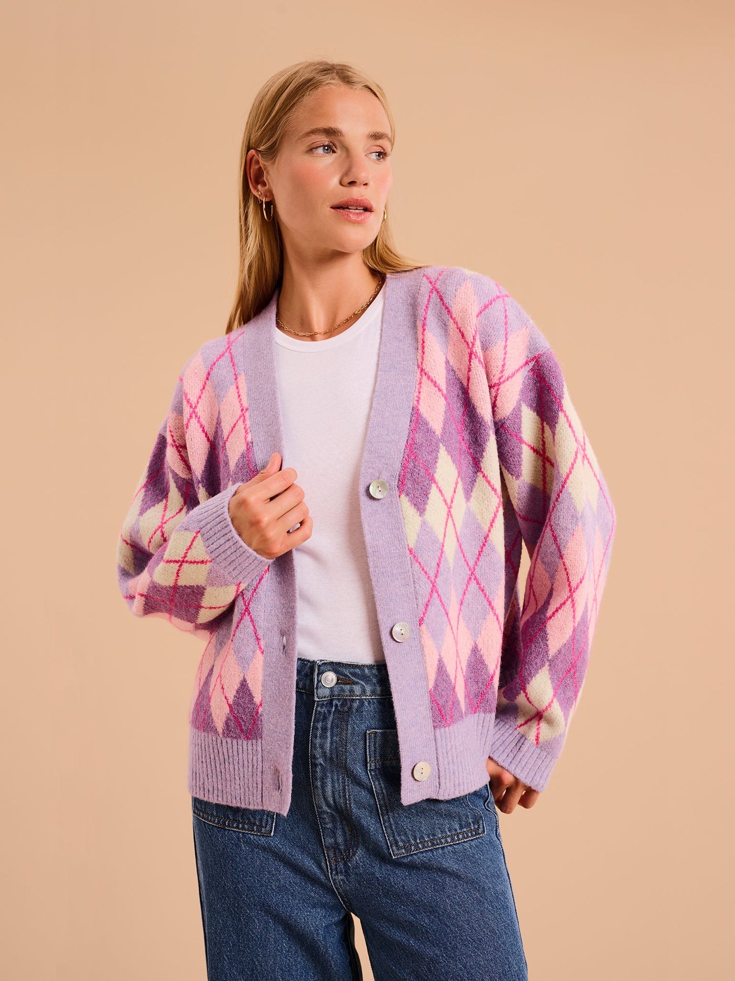 Henni Argyle Cardigan in Purple