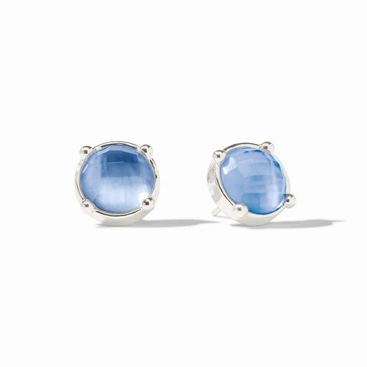 Honey Stud - Iridescent Chalcedony Blue
