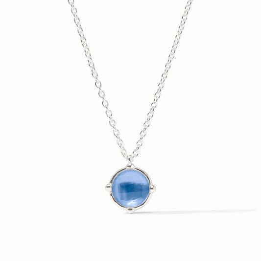 Honeybee Solitaire Necklace - Iridescent Chalcedony Blue