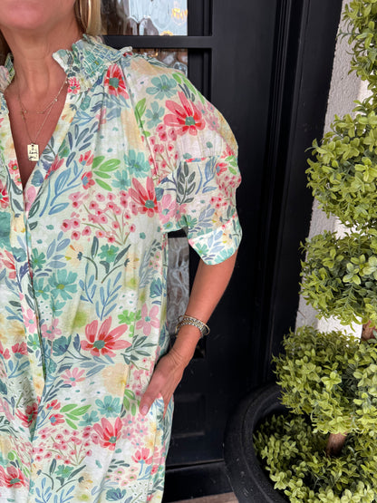 Lily Dress - Green/Blush