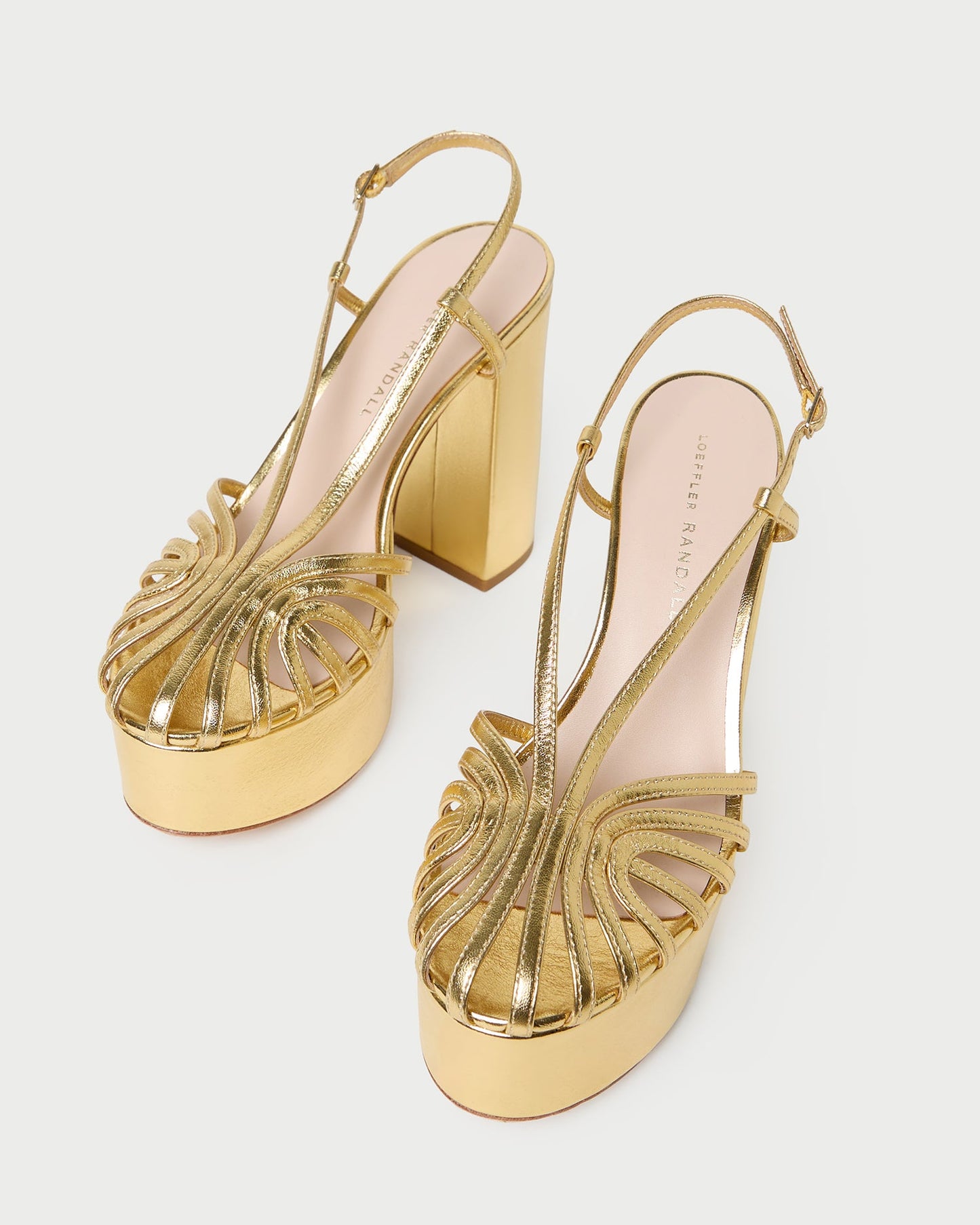 Isabella Gold Leather Platform Sandal