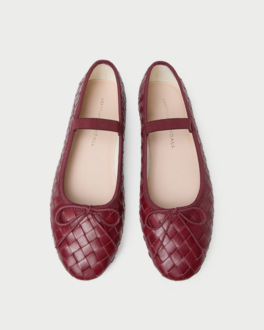 Leonie Wine Woven Ballet Flat