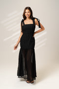 Lisa Black Tie-Strap Maxi Dress