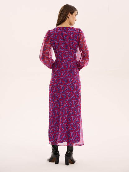 Mary-Rose Dress in Purple Scattered Floral