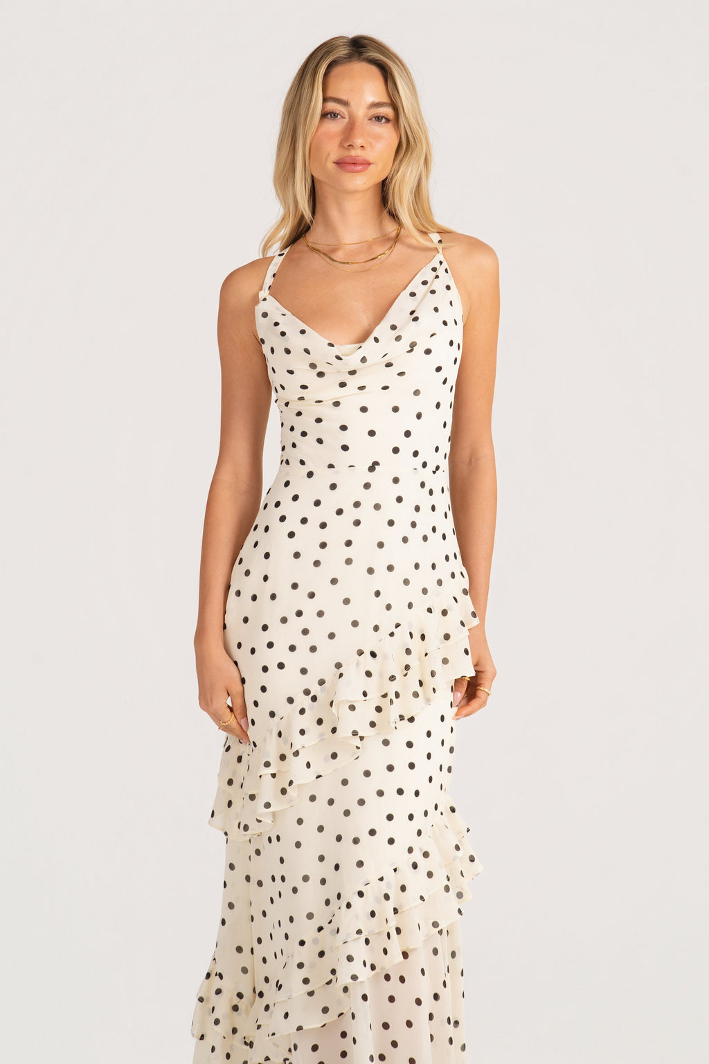 Odele Polka Dot Cowl Neck Maxi Dress