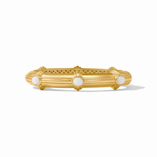 Portofino Stone Hinge Bangle - White Jade