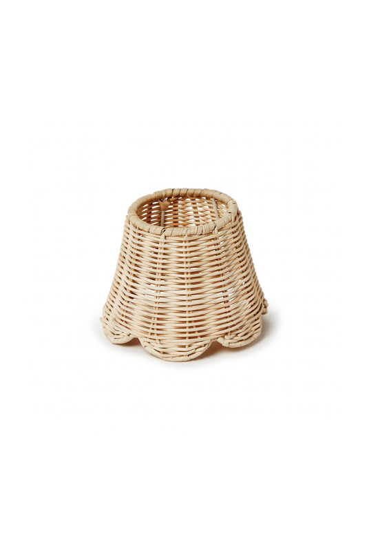 Rattan Lampshade with Scalloped Edge
