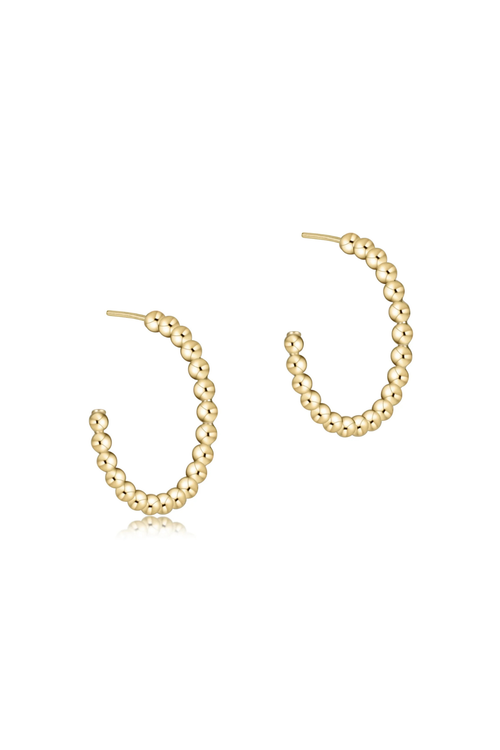 Beaded Classic 1” Post Hoop - 2mm Gold