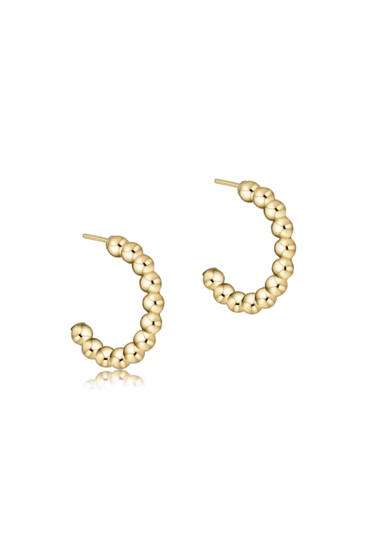 Beaded Classic 1” Post Hoop - 3mm Gold