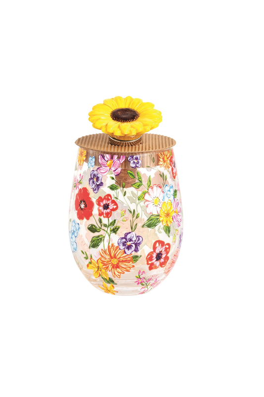 Floral Wine Glass & Cap Set