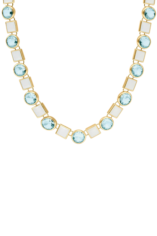 Jolie Tennis Necklace - Aquamarine Blue
