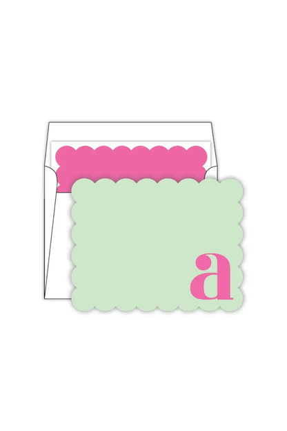 Folded Note - Scallop Monogram