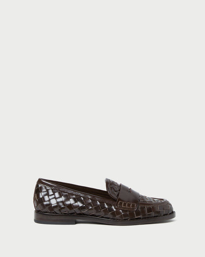 Rachel Espresso Woven Leather Loafer