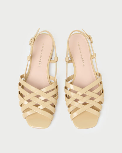 Shelly Bisque Leather Flat Sandal