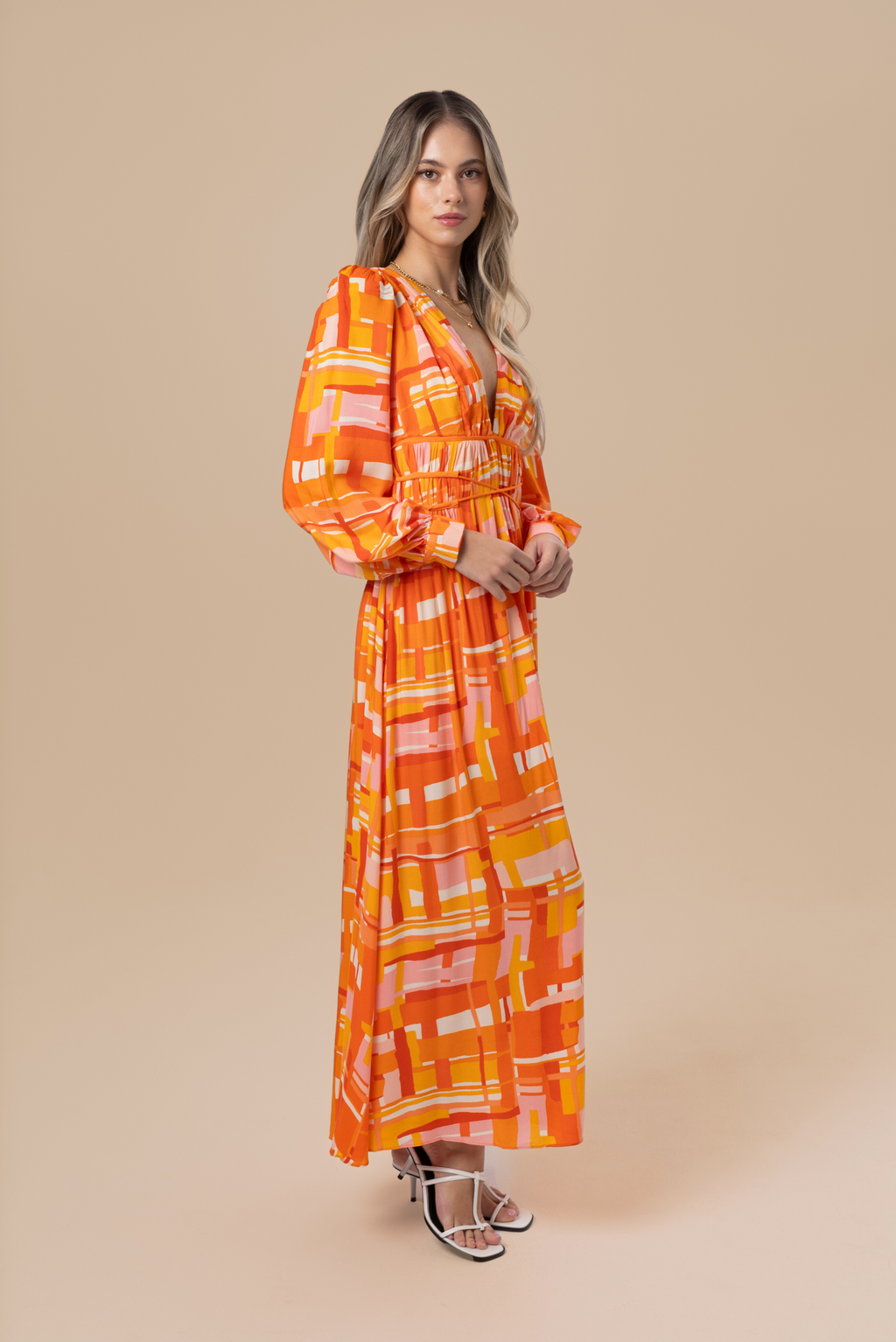 Saffron Orange Long Sleeve Maxi