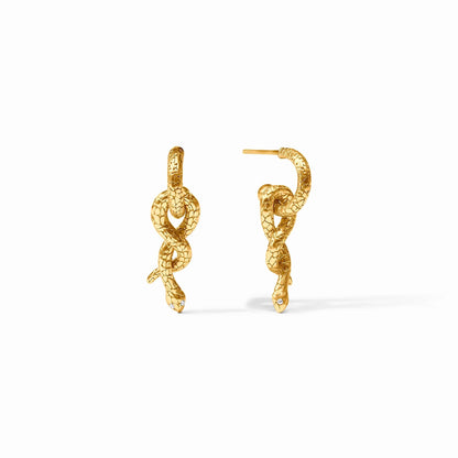 Snake Hoop & Charm Earring - Cubic Zirconia - OS