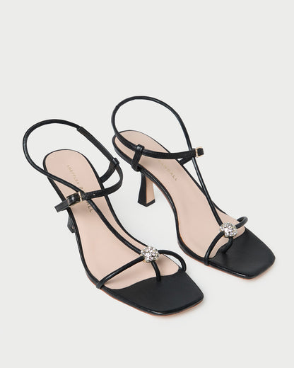 Triana Black/Crystal Mid-Heel Sandal
