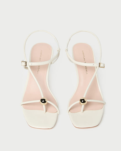 Triana White/Champagne Mid-Heel Sandal
