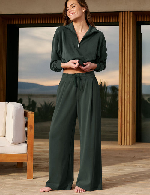 Luxe Sandwash Double Knit Wide Leg Pant