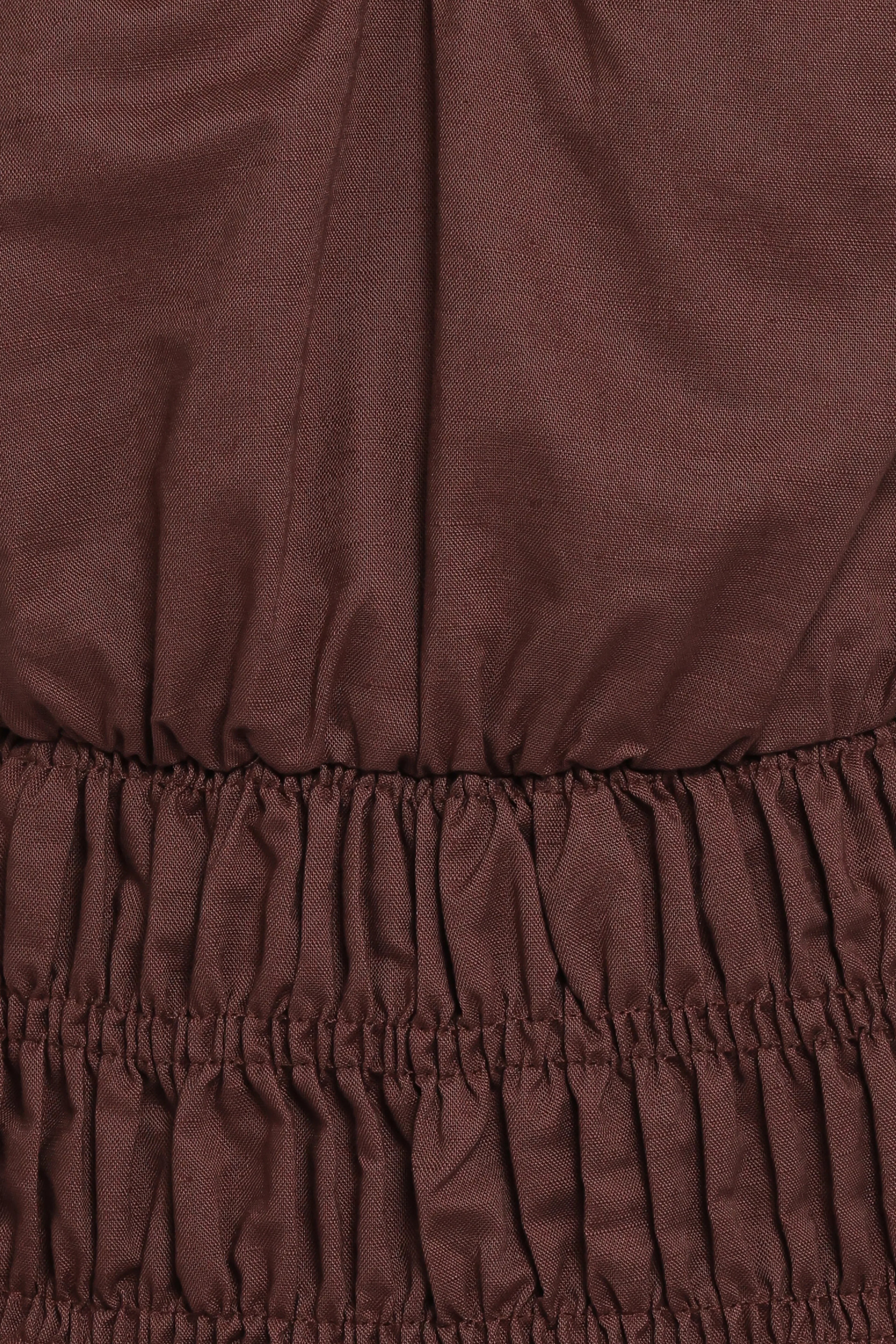 Lucilla Shirred Waist Top - Chocolate