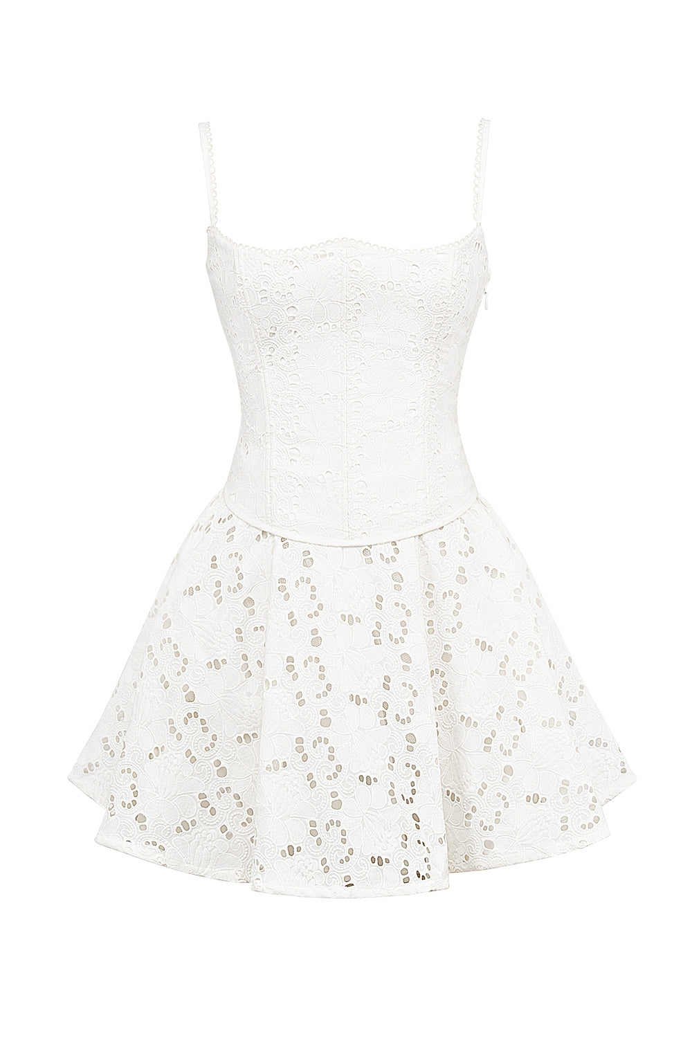 white broderie anglais mini dress