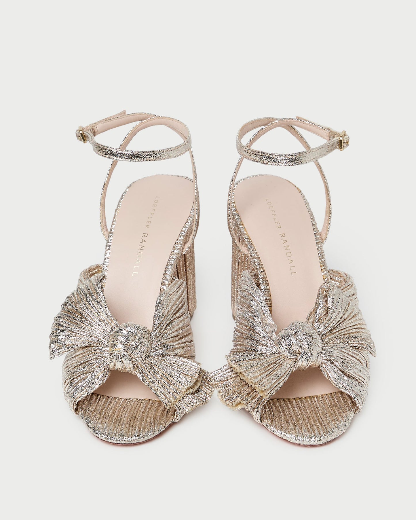 Camellia Champagne Pleated Bow Heel
