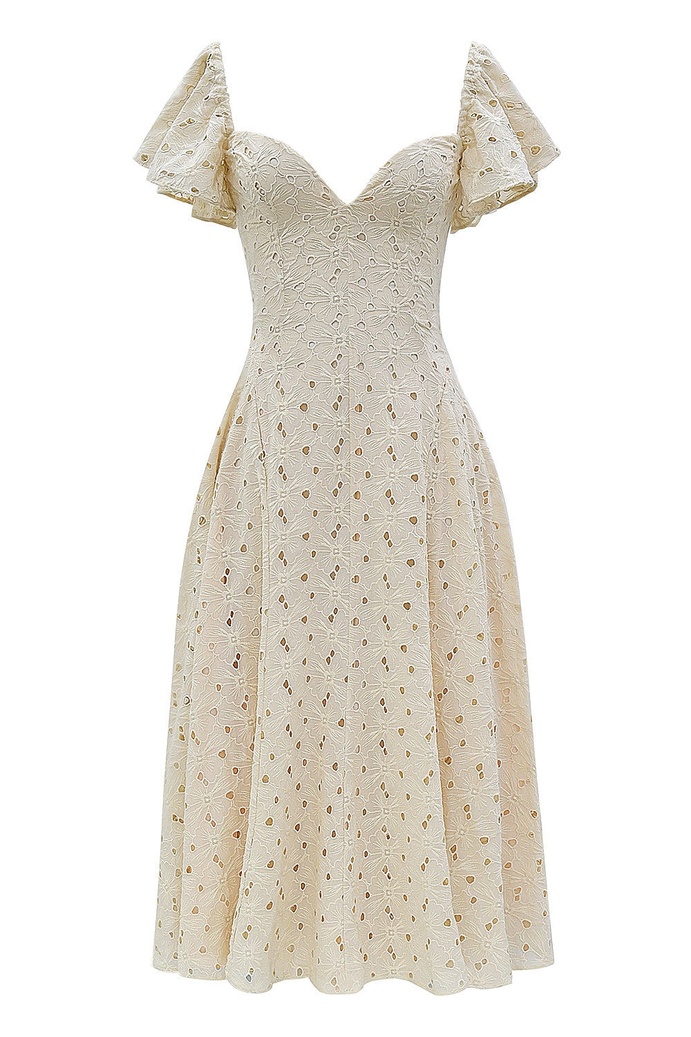 cream tea broderie anglais midi dress