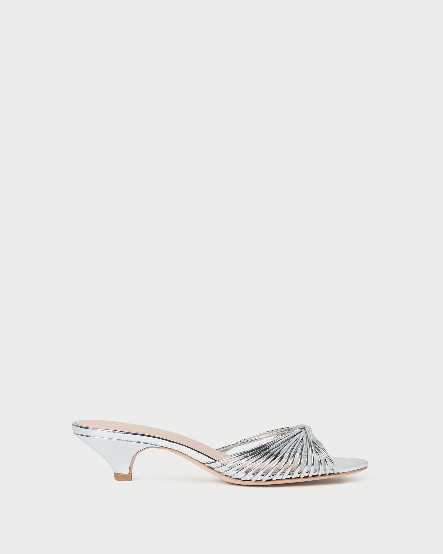 Dixie Silver Leather Kitten Heel