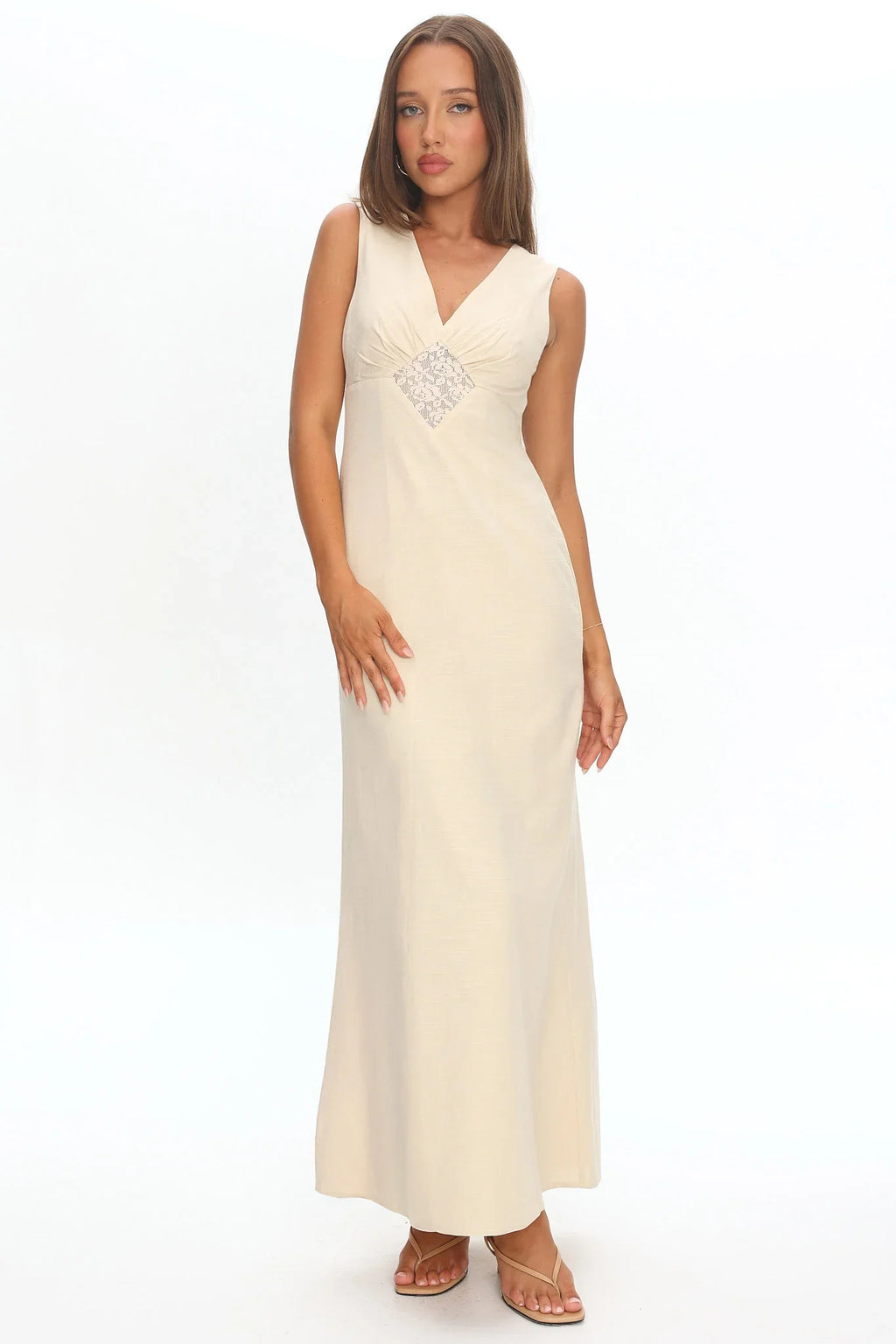 Perry Lace Insert Maxi Dress Vanilla
