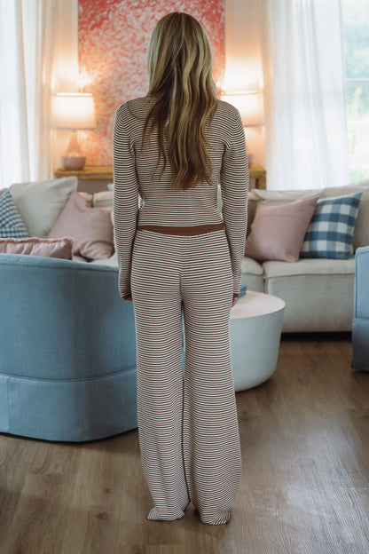 Honestly Striped Pants - Mocha and Cream