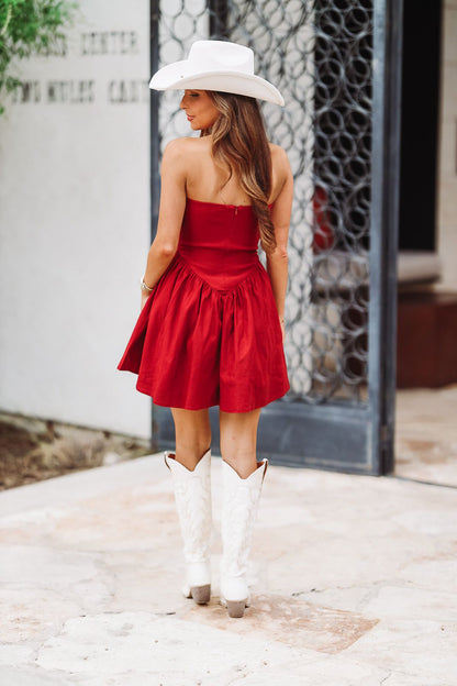 Emi Corset Mini Dress - Maroon