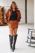 Let it Rock Mini Skirt - Camel Brown