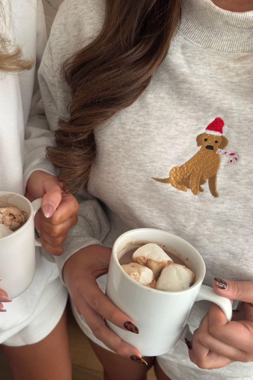 H&O Mockneck Santa Paws Pullover - Heather Grey